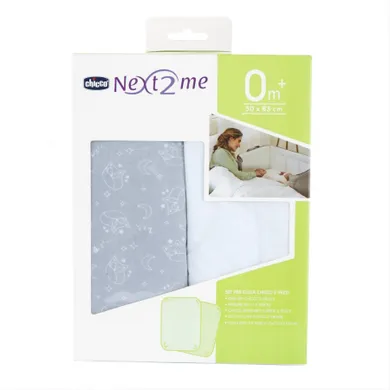 Chicco, Next2Me, Grey Fox, prześcieradło do łóżeczka, 50-83 cm, 2 szt.