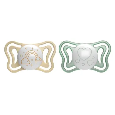 Chicco, Physioforma Light, Lumi, smoczek uspokajający, silikonowy, 2-6 m, 2 szt.