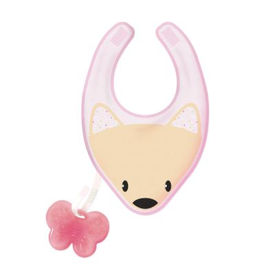 Chicco, śliniak z gryzakiem, różowy, 4m+