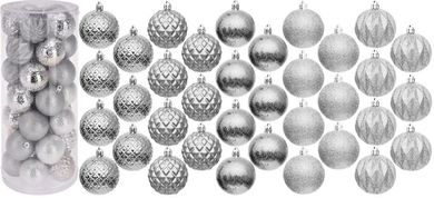 Christmas Decoration, bombki dekoracyjne, plastikowe, srebrne, 6cm, 35 szt.