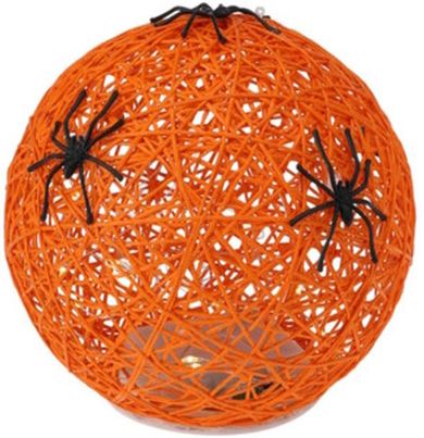 Christmas Decoration, kula dekoracyjna lampka z pająkiem, pomarańczowa, 15 cm