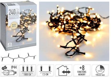 Christmas Decoration, lampki choinkowe, łańcuch świetlny, 240 led timer, ciepły, biały