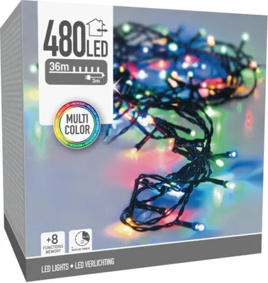Christmas Decoration, lampki choinkowe, łańcuch świetlny, 480 LED, timer, multikolor