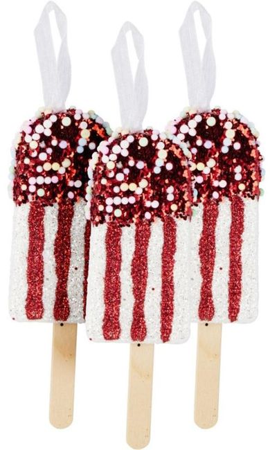 Christmas Decoration, lody, dekoracja wisząca, bombka, biały, 3 szt.