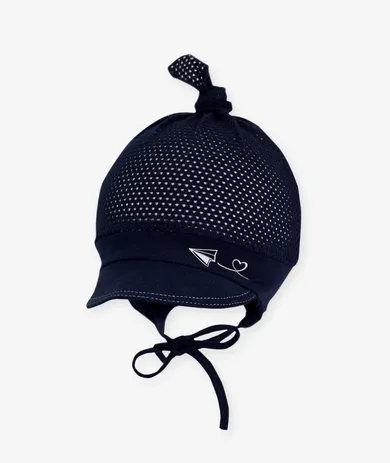 Chustka na głowę niemowlęca, wiązana, granatowa, Iltom