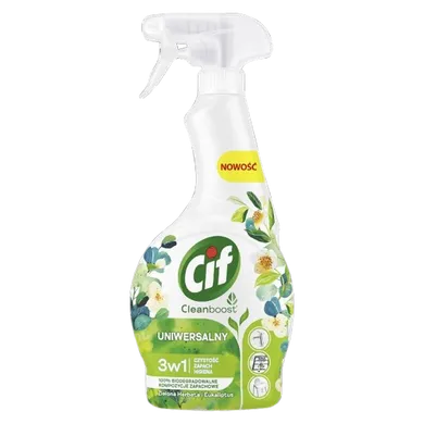 Cif, Cleanboost 3w1, uniwersalny płyn do czyszczenia, zielona herbata i eukaliptus, 500 ml