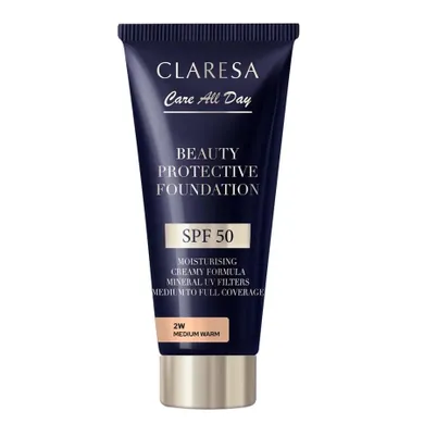 Claresa, Beauty Protective Foundation, nawilżający podkład z filtrem SPF50, nr 2W, Medium Warm, 30 ml