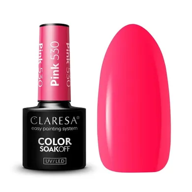 Claresa, Color Soak Off UV/LED Pink, lakier hybrydowy, nr 530, 5g