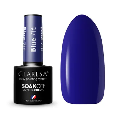 Claresa, Soak Off UV/LED Blue, lakier hybrydowy, nr 716, 5g