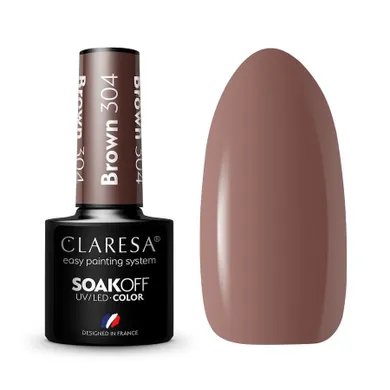 Claresa, Soak Off UV/LED Brown, lakier hybrydowy, nr 304, 5 g