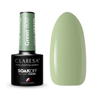 Claresa, Soak Off UV/LED Green, lakier hybrydowy, nr 800, 5g