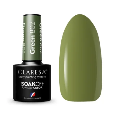 Claresa, Soak Off UV/LED Green, lakier hybrydowy, nr 802, 5g