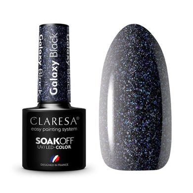 Claresa, Soak Off UV/LED, lakier hybrydowy, Galaxy Black, 5g