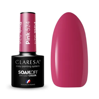 Claresa, Soak Off UV/LED Pink, lakier hybrydowy, nr 524, 5g