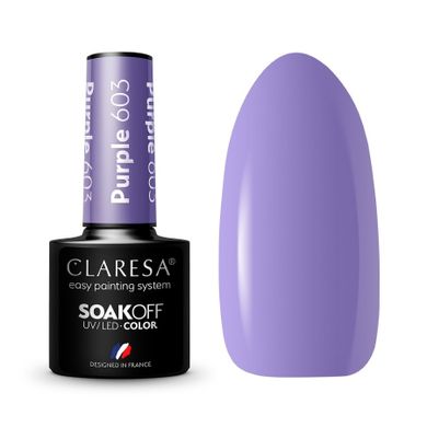 Claresa, Soak Off UV/LED Purple, lakier hybrydowy, nr 603, 5g