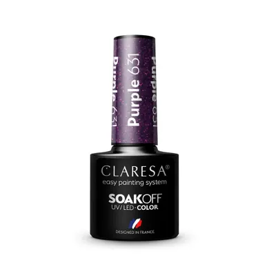 Claresa, Soak Off UV/LED Purple, lakier hybrydowy, nr 631, 5g