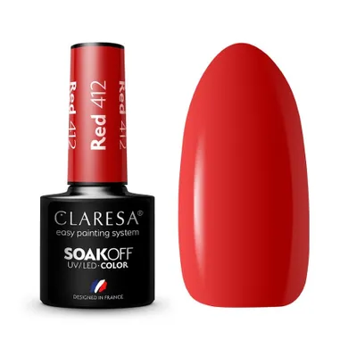 Claresa, Soak Off UV/LED Red, lakier hybrydowy, nr 412, 5g