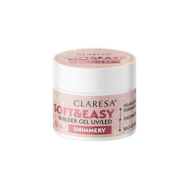 Claresa, Soft & Easy, Builder Gel, żel budujący do paznokci, shimmery, 90g