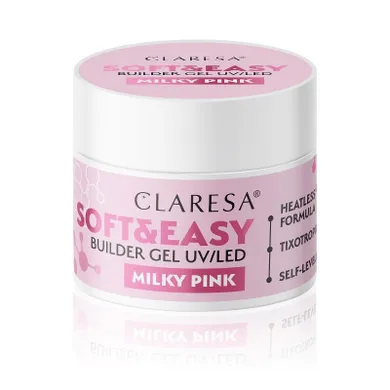 Claresa, Soft&Easy Builder, żel budujący do paznokci, milky pink, 12g