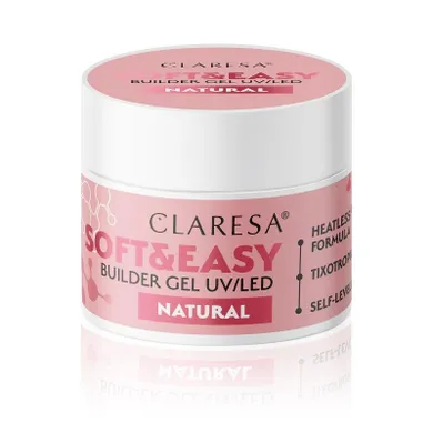 Claresa, Soft&Easy Builder, żel budujący do paznokci, natural, 12g