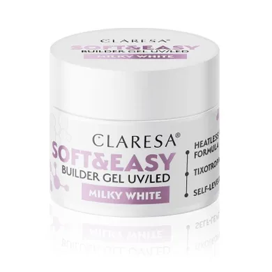 Claresa, żel budujący do paznokci soft&easy builder - milky white 12 g