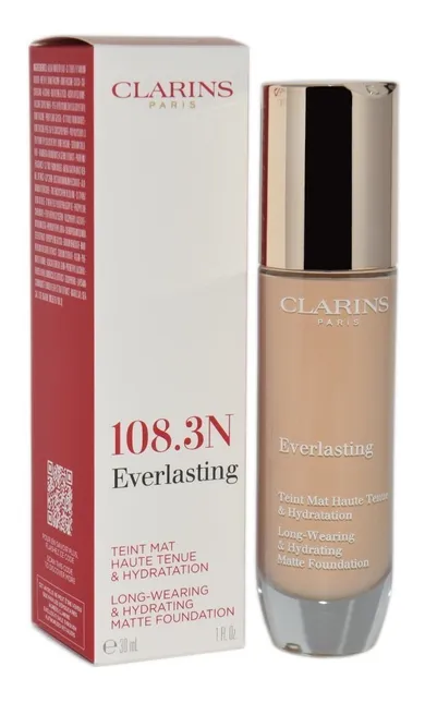 Clarins, Everlasting Foundation, kryjący podkład do twarzy, nr 108.3N Organza, 30 ml