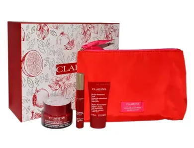 Clarins, Restorative, zestaw: krem do twarzy, 50 ml + serum do twarzy, 10 ml + krem do twarzy na noc, 15 ml + kosmetyczka
