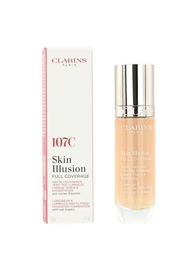 Clarins, Skin Illusion, mocno kryjący podkład do twarzy, nr 107c, 30 ml