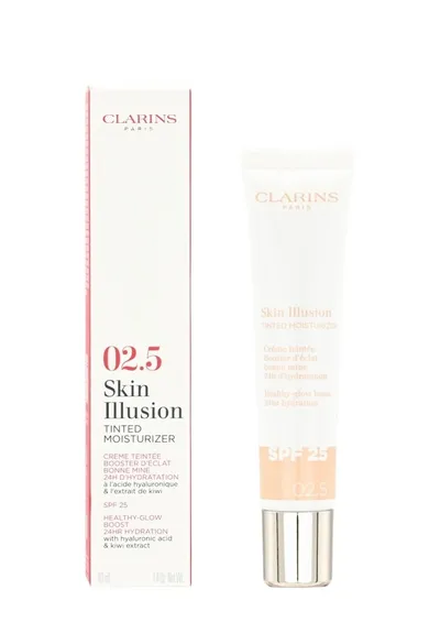 Clarins, Skin Illusion Tinted Moisturizer SPF25, krem koloryzujący do twarzy SPF25, 02.5, 40 ml