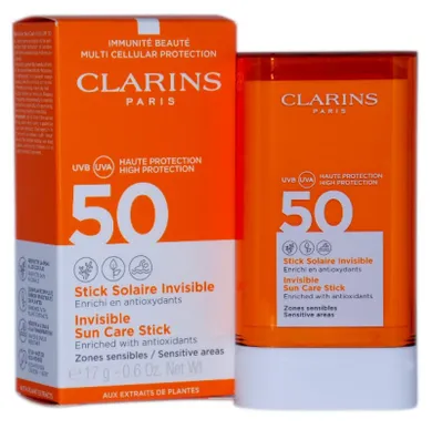 Clarins, Sun Care Invisible Stick SPF50, ochrona przeciwsłoneczna w sztyfcie, 17g