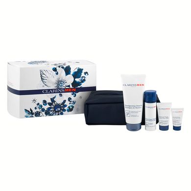 Clarins, zestaw upominkowy: intensywnie nawilżający balsam, 50 ml + żel pod prysznic i szampon, 200 ml+ żel oczyszczający do twarzy, 30 ml + krem do rąk, 12 ml