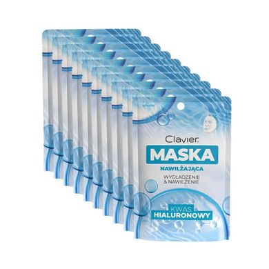Clavier, maska nawilżająca w płachcie z kwasem hialuronowym, 10 szt.