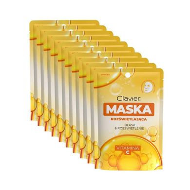 Clavier, maska rozświetlająca w płachcie z witaminą C, 10szt.