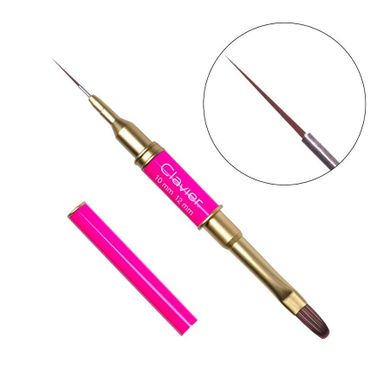 Clavier, pędzelek dwustronny do zdobień i żelu, magenta, 10 mm i 12 mm, #12