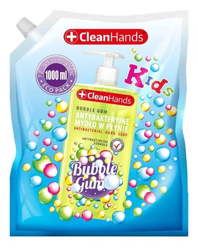 Clean Hands, antybakteryjne mydło do rąk dla dzieci, guma balonowa, zapas, 1000 ml