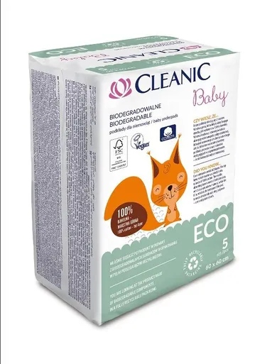 Cleanic Baby, Eco, podkłady jednorazowe dla niemowląt, biodegradowalne, 5 szt.