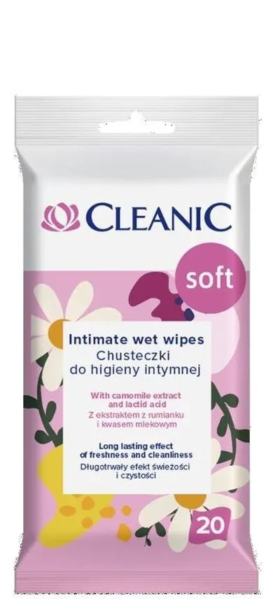 Cleanic, chusteczki do higieny intymnej, soft, 20 szt.