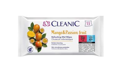 Cleanic, chusteczki odświeżające, mango marakuja, 15 szt.