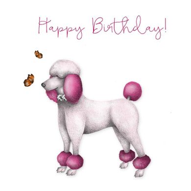 Clear Creations, Swarovski, karnet, kwadrat, Urodziny, pudel