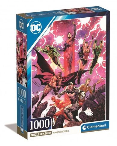 Clementoni, Compact, DC Comics, Liga Sprawiedliwości, puzzle, 1000 elementów