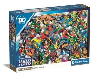 Clementoni, Compact, DC Comics, Liga Sprawiedliwości, puzzle, 1000 elementów
