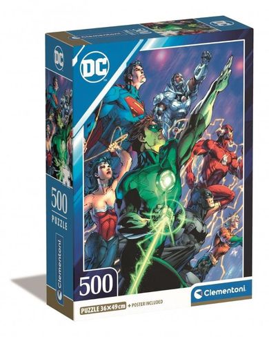 Clementoni, Compact, DC Comics, Liga Sprawiedliwości, puzzle, 500 elementów