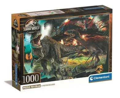 Clementoni, Compact, Jurassic World, puzzle, 1000 elementów