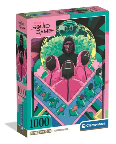 Clementoni, Compact, Squid Game Season 2, puzzle z plakatem, 1000 elementów