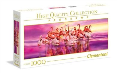 Clementoni, Flamingo dance, puzzle panoramiczne, 1000 elementów