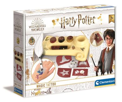 Clementoni, Harry Potter, Magiczne tatuaże, brokat, szablony, pędzelek, zestaw kreatywny