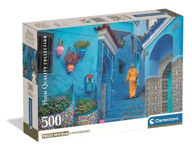 Clementoni, High Quality, Blue Street of Chefchaouen, puzzle, 500 elementów