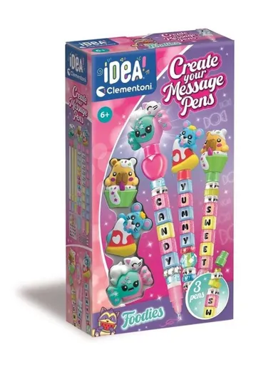 Clementoni, Idea, Mini fabryka długopisów z wiadomością, zestaw kreatywny, Przekąski