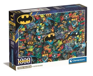 Clementoni, Impossible, Batman, puzzle + plakat, 1000 elementów