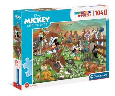 Clementoni, Miki i przyjaciele, Super color, puzzle maxi, 104 elementy